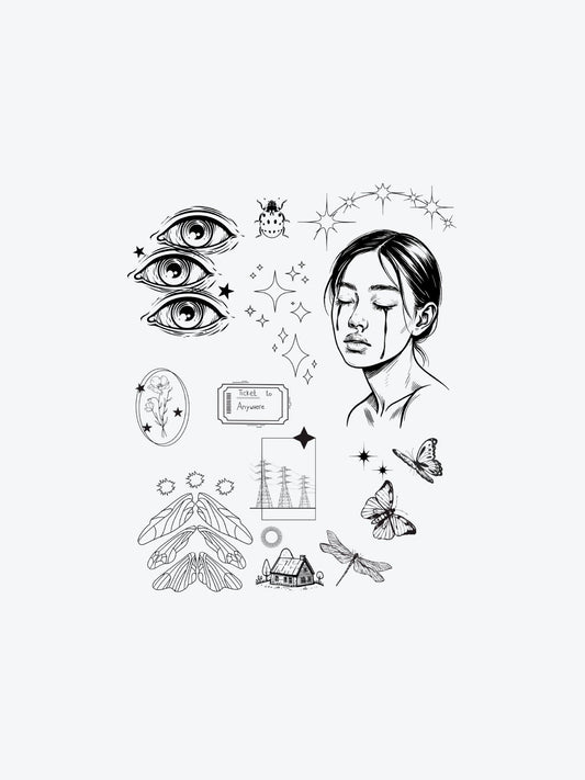 Ticket To Anywhere Bundle(11 Tattoos) temporary tattoo