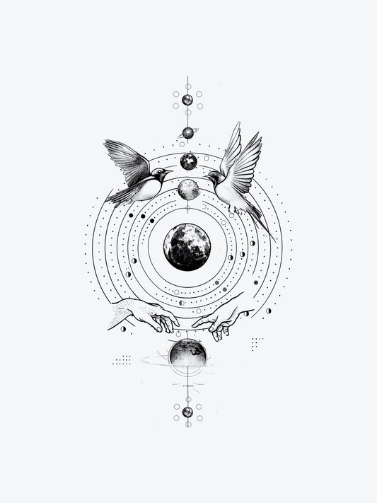 Universe Birds temporary tattoo