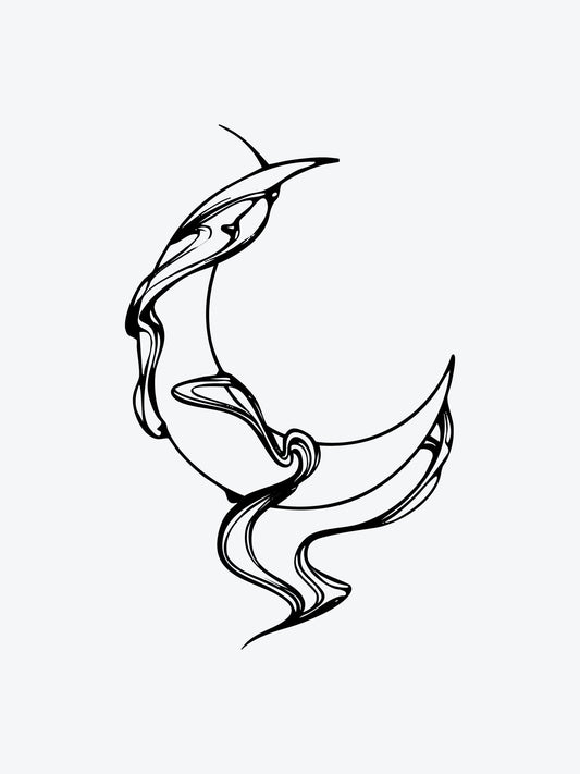 Smoking Moon temporary tattoo