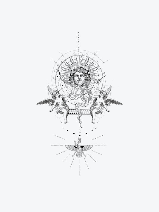 Snakes and Angels temporary tattoo