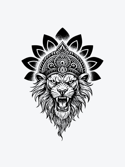 Mandala Lion temporary tattoo