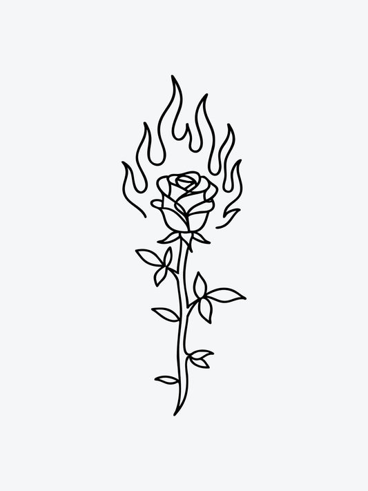 Burning Rose temporary tattoo