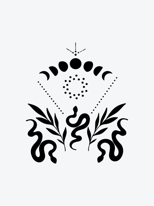Snake N Moon temporary tattoo