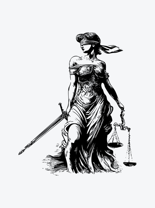 Justice Sculpture temporary tattoo