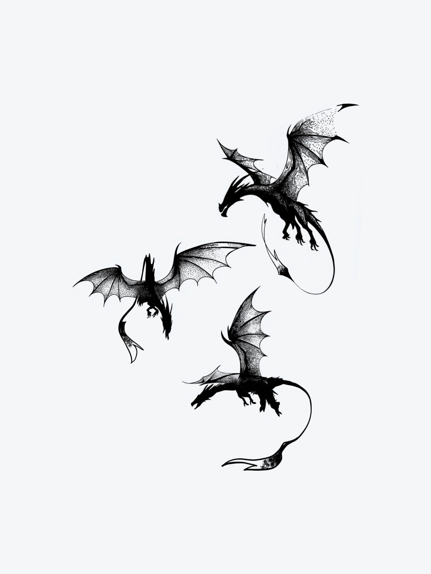 Dragon Threesome temporary tattoo