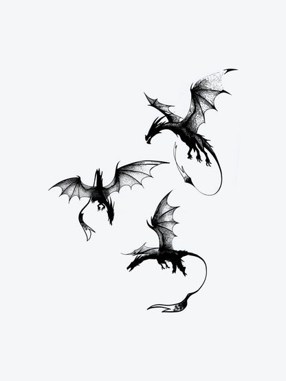 Dragon Threesome temporary tattoo