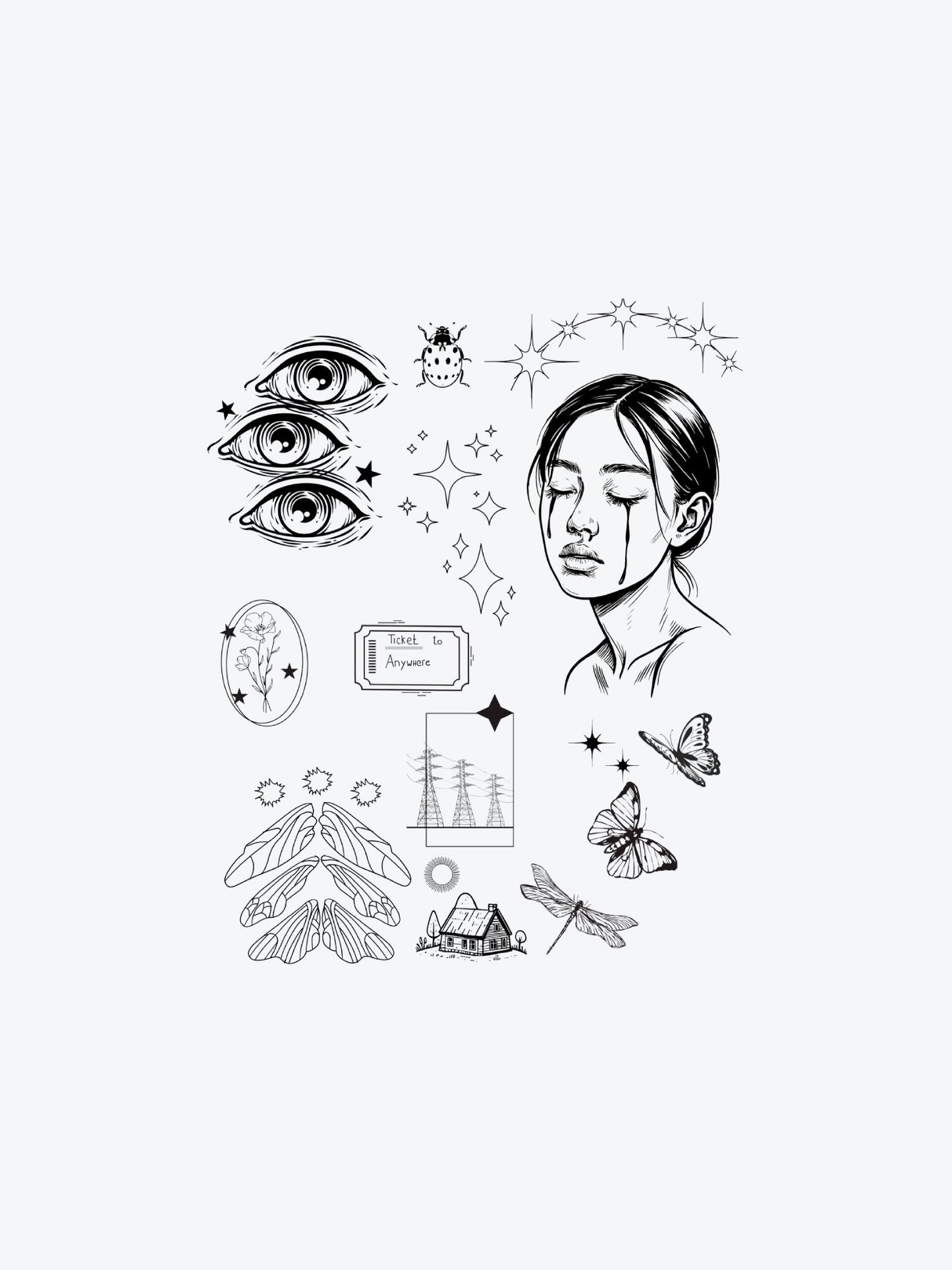 Ticket To Anywhere Bundle(11 Tattoos) temporary tattoo