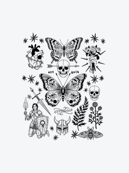 Dark Vibes Bundle Big (12 Tattoos) temporary tattoo