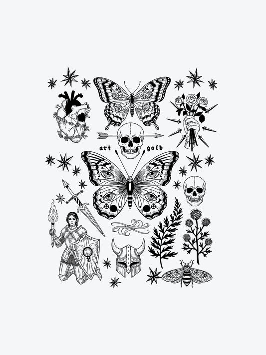 Dark Vibes Bundle Big (12 Tattoos) temporary tattoo