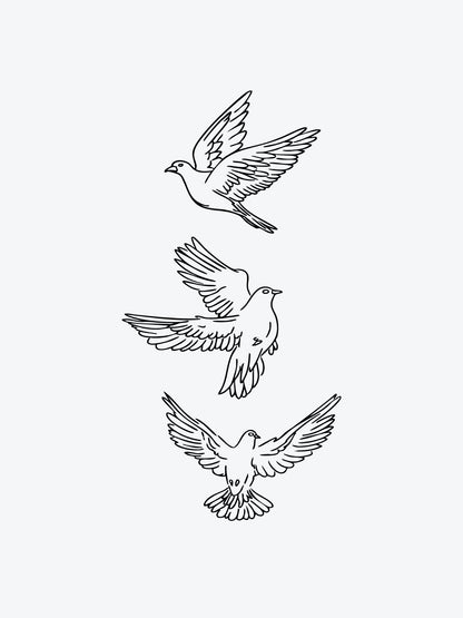 Dove Trio Bundle (3 Tattoos) temporary tattoo