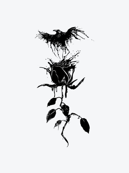 Crow Rose temporary tattoo