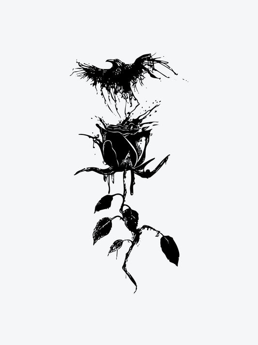 Crow Rose temporary tattoo