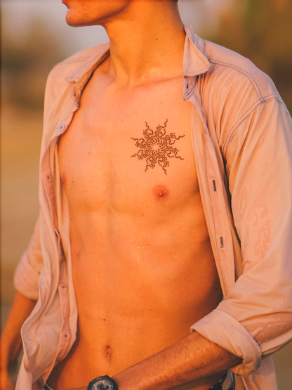 Abstract Sun temporary tattoo