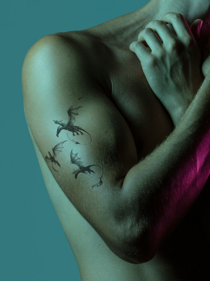 Dragon Threesome temporary tattoo