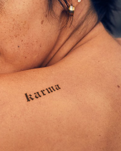 Karma Gothic Letters temporary tattoo
