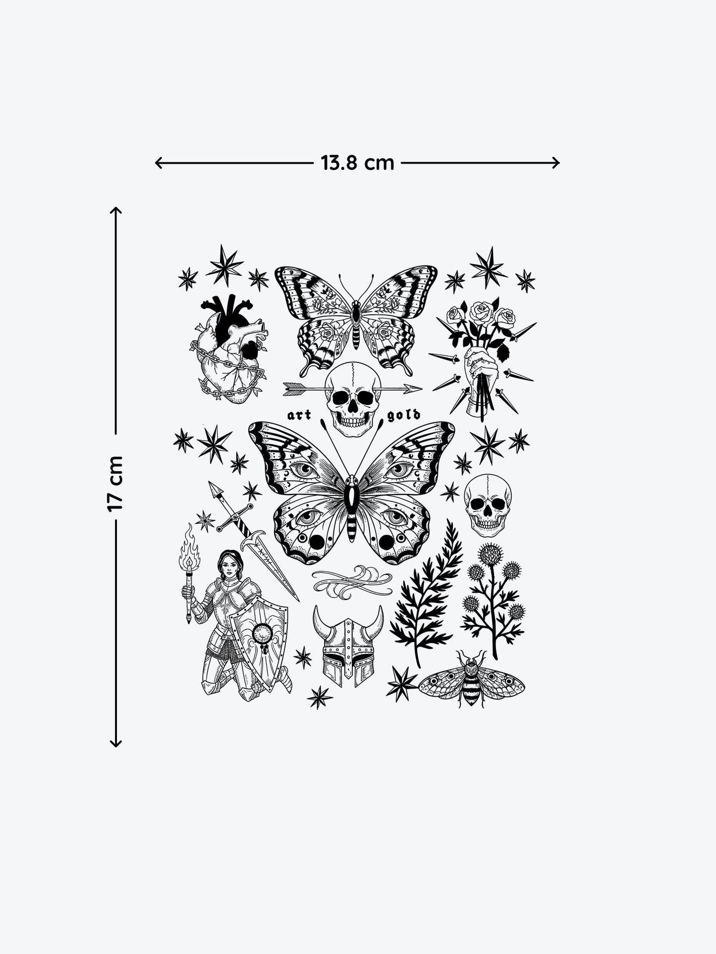Dark Vibes Bundle Big (12 Tattoos) temporary tattoo