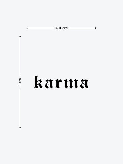 Karma Gothic Letters temporary tattoo