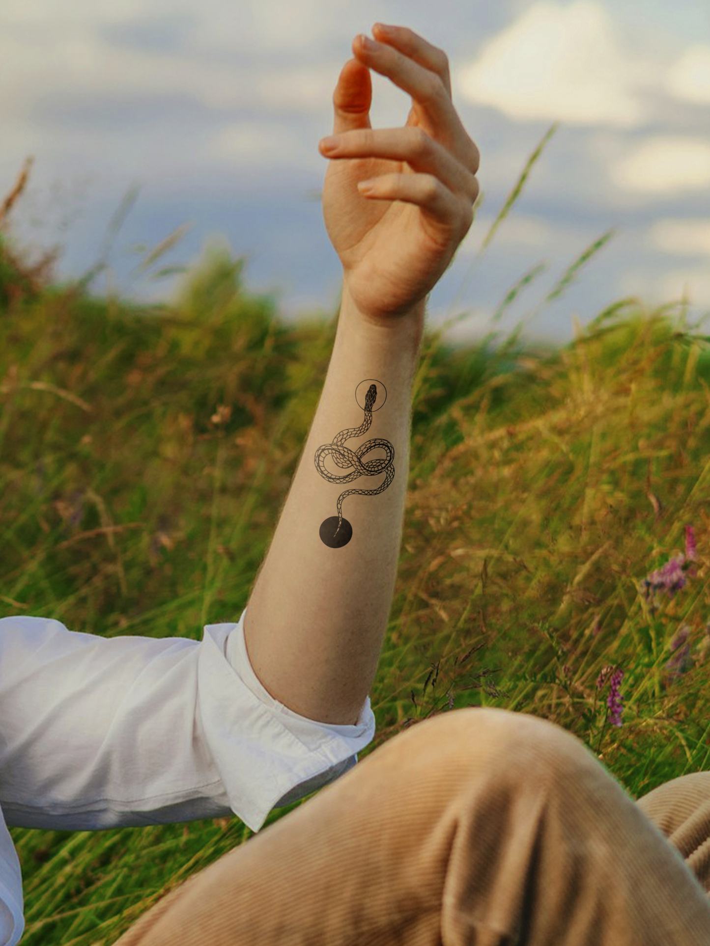 Ying Yang Snake temporary tattoo