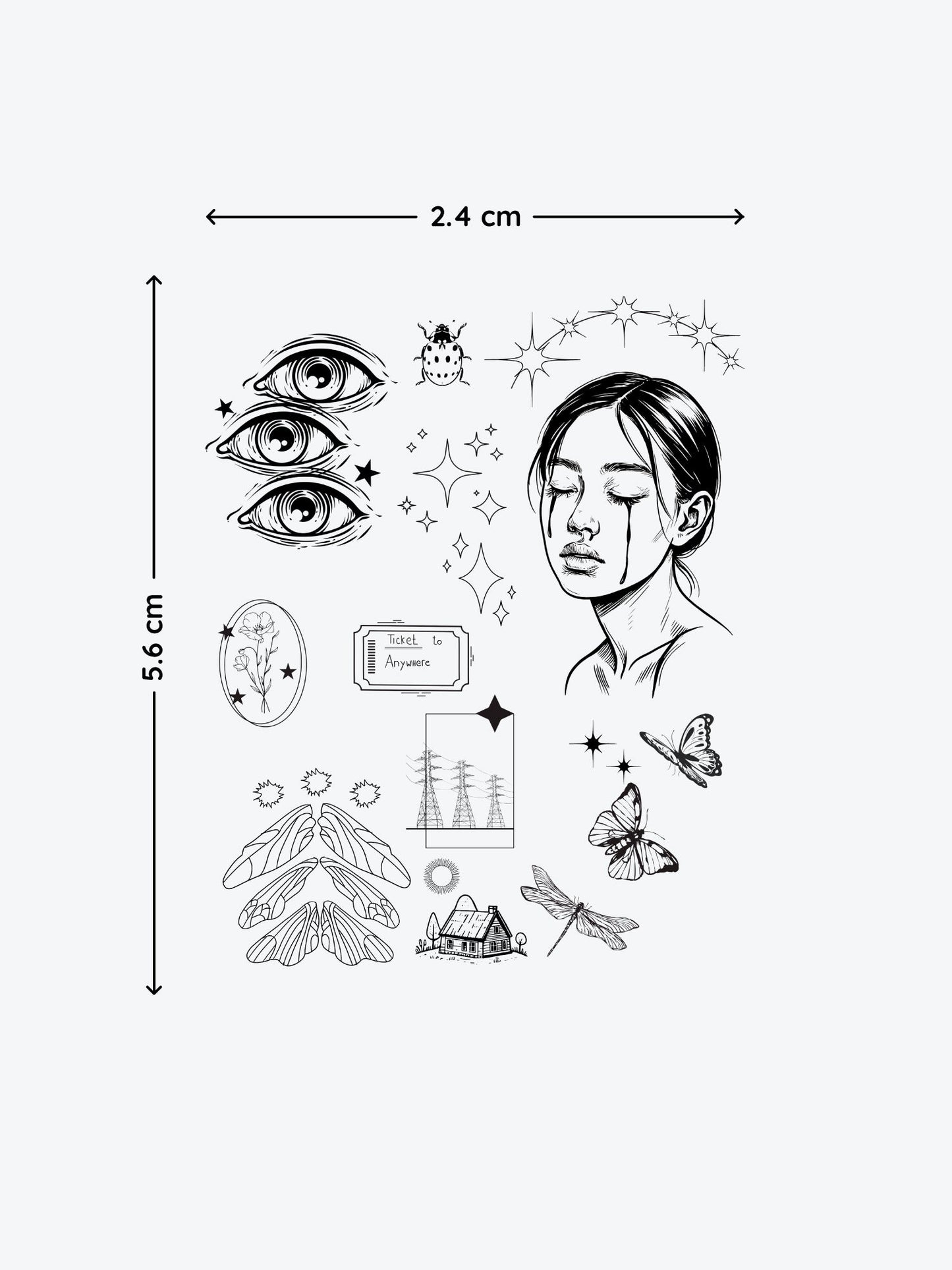 Ticket To Anywhere Bundle(11 Tattoos) temporary tattoo