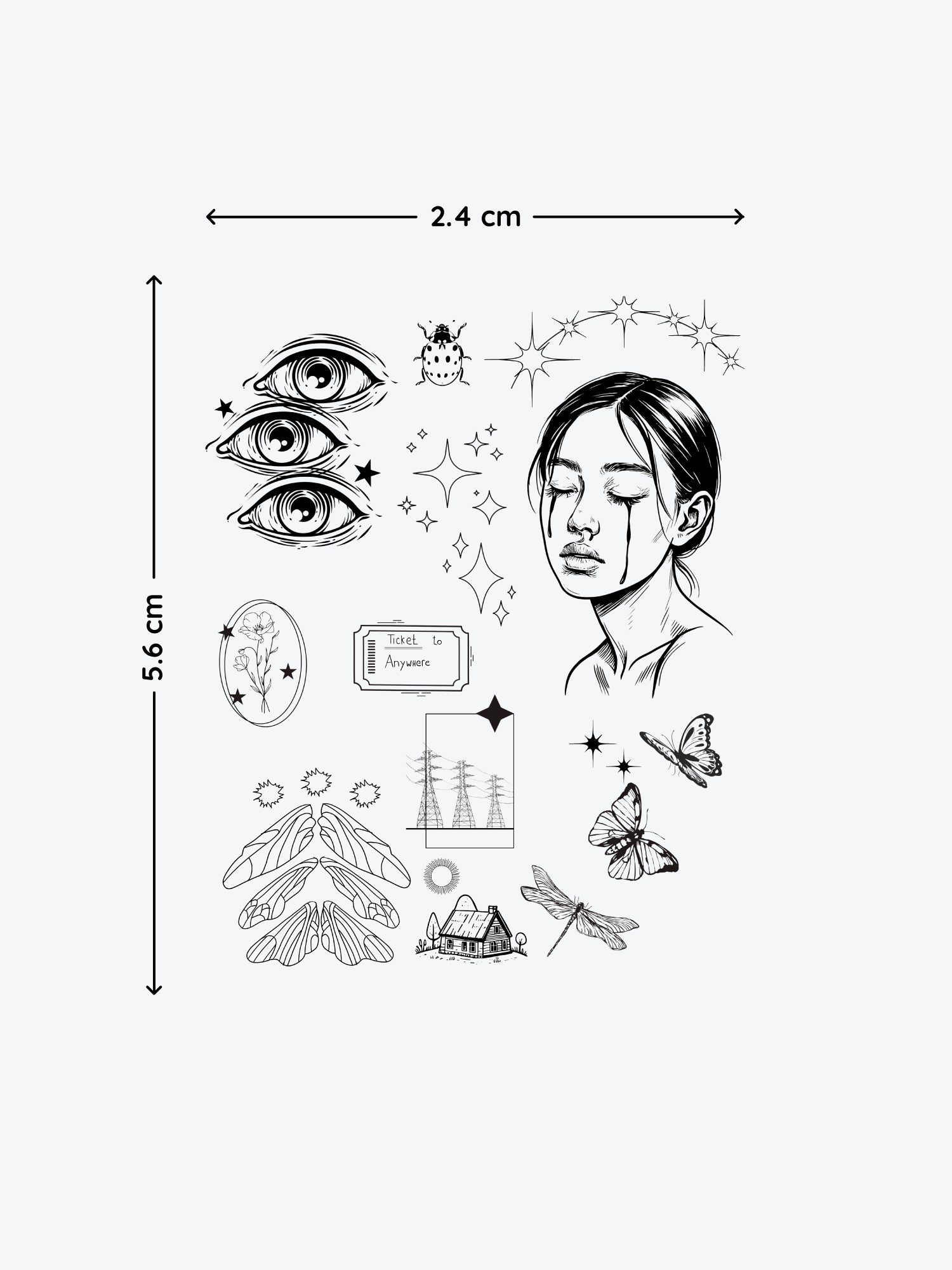 Ticket To Anywhere Bundle(11 Tattoos) temporary tattoo