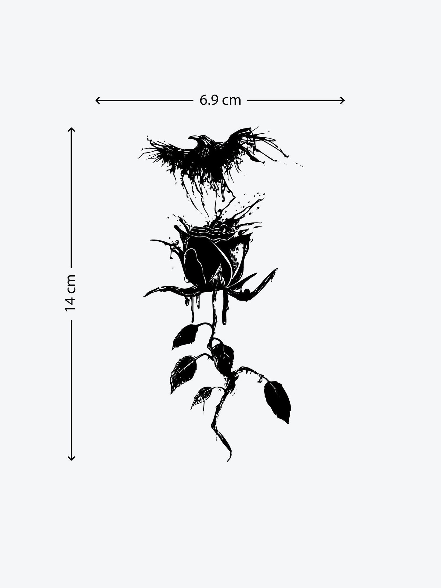 Crow Rose temporary tattoo