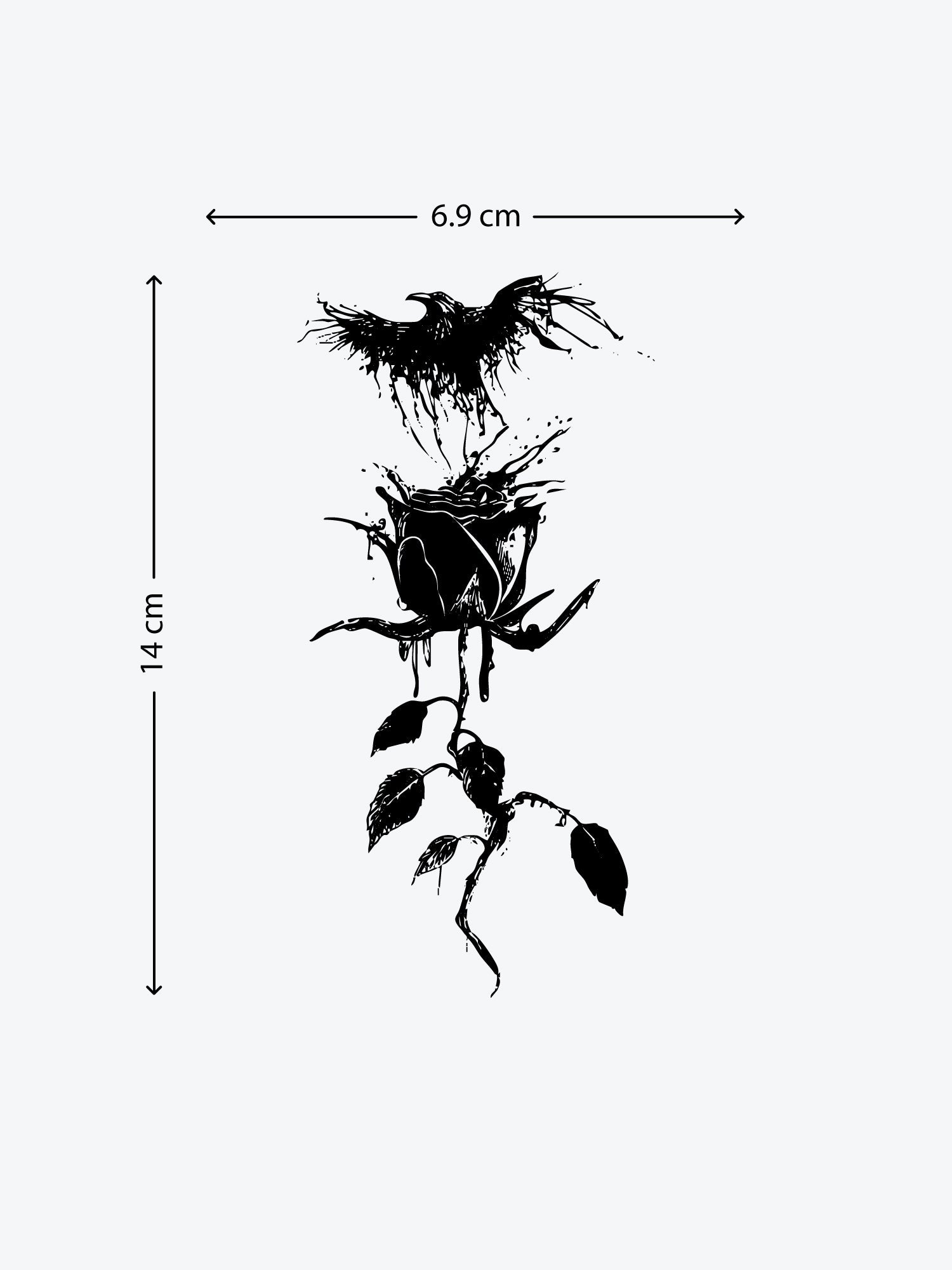 Crow Rose temporary tattoo