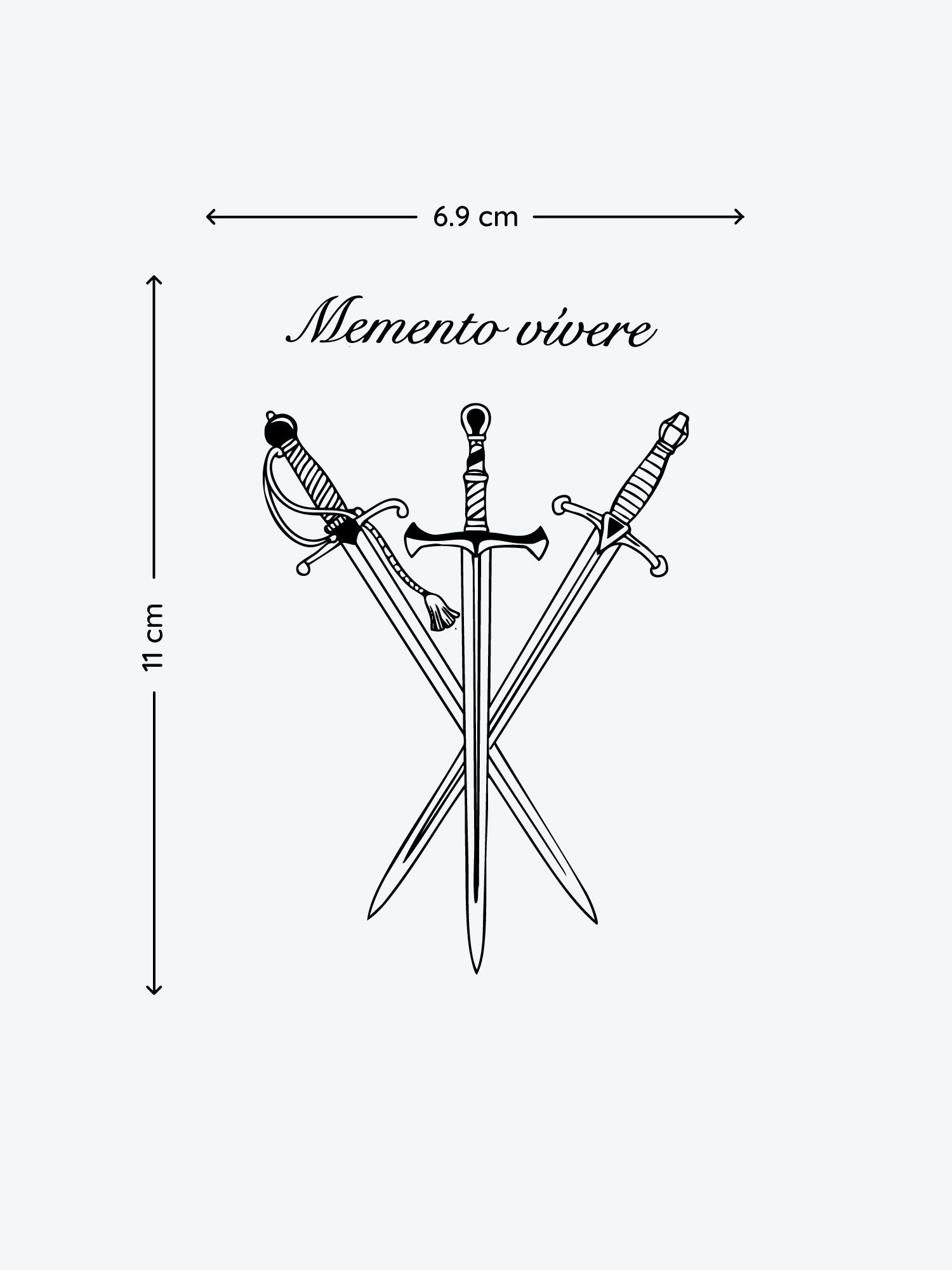 Three Swords temporary tattoo