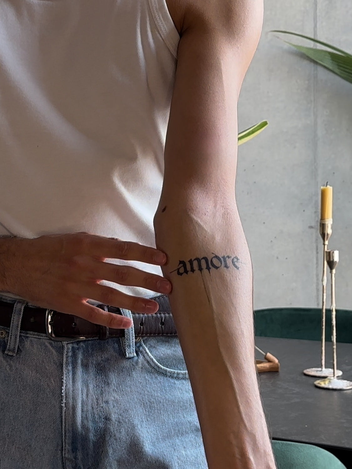 Amore temporary tattoo