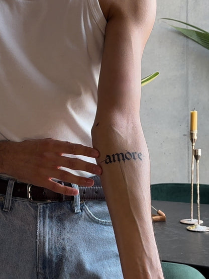 Amore temporary tattoo