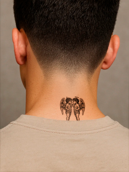 Angel and Devil temporary tattoo