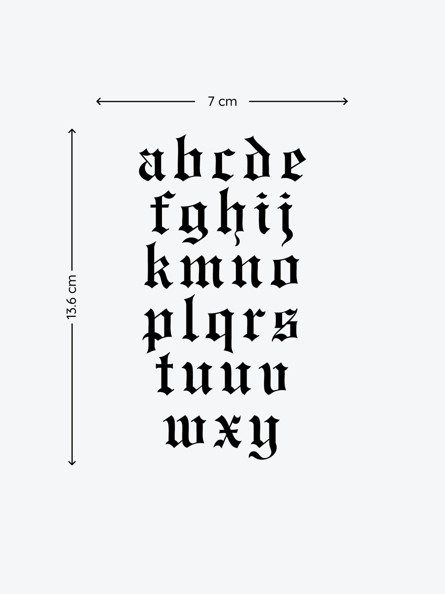 Black Gothic Letters temporary tattoo