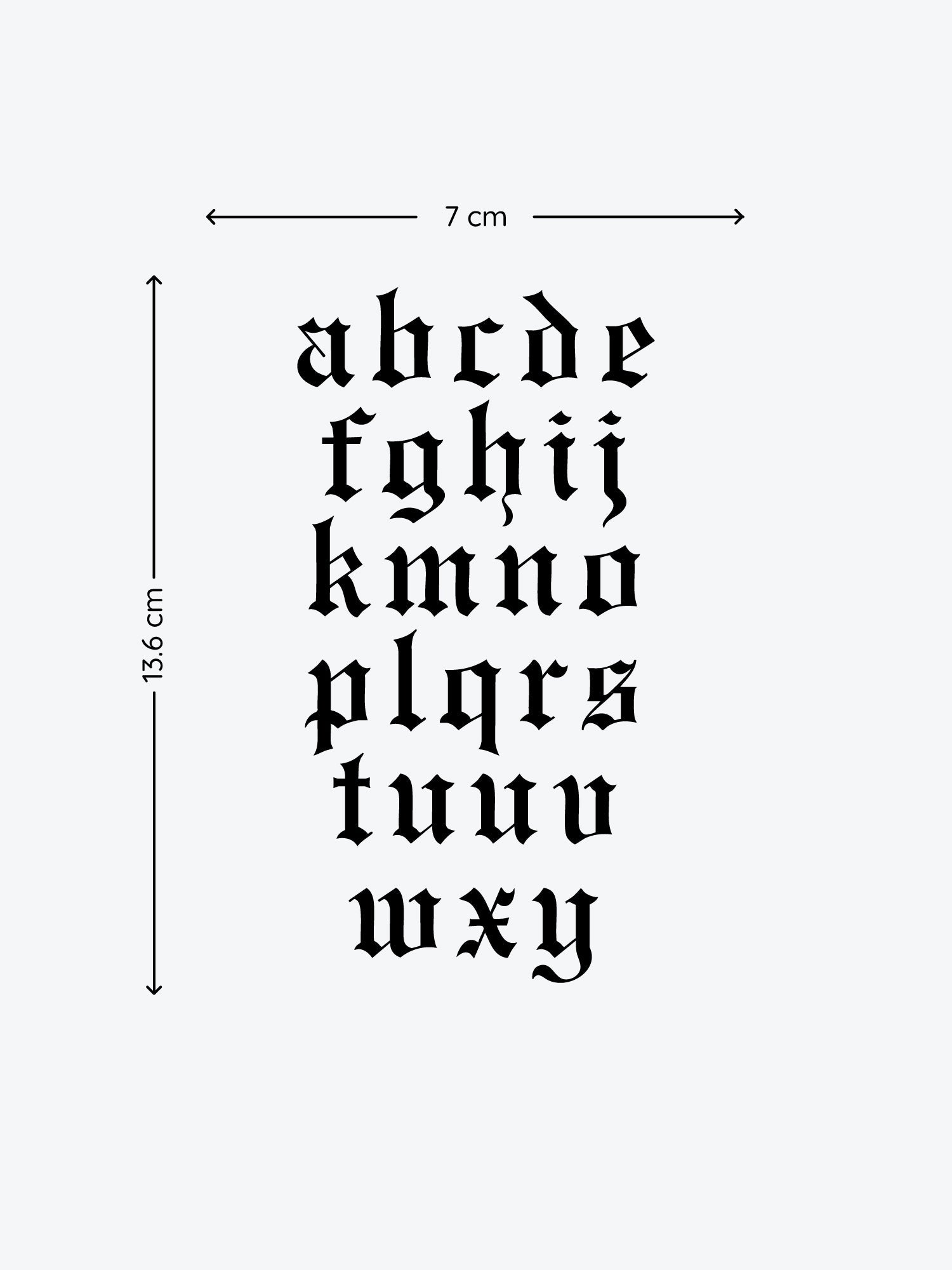Black Gothic Letters temporary tattoo
