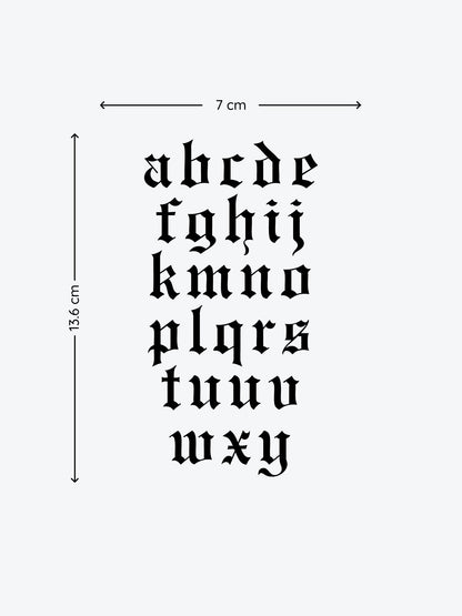 Black Gothic Letters temporary tattoo