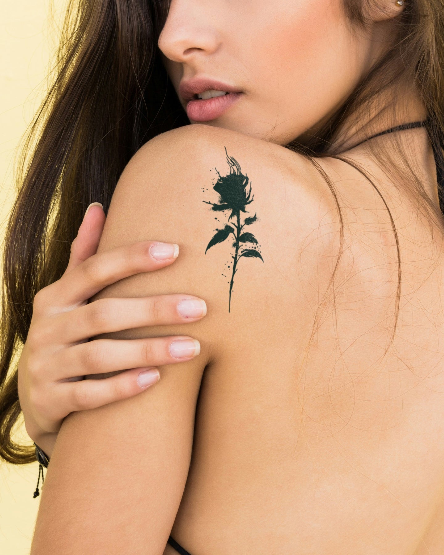Black Smoke Rose temporary tattoo