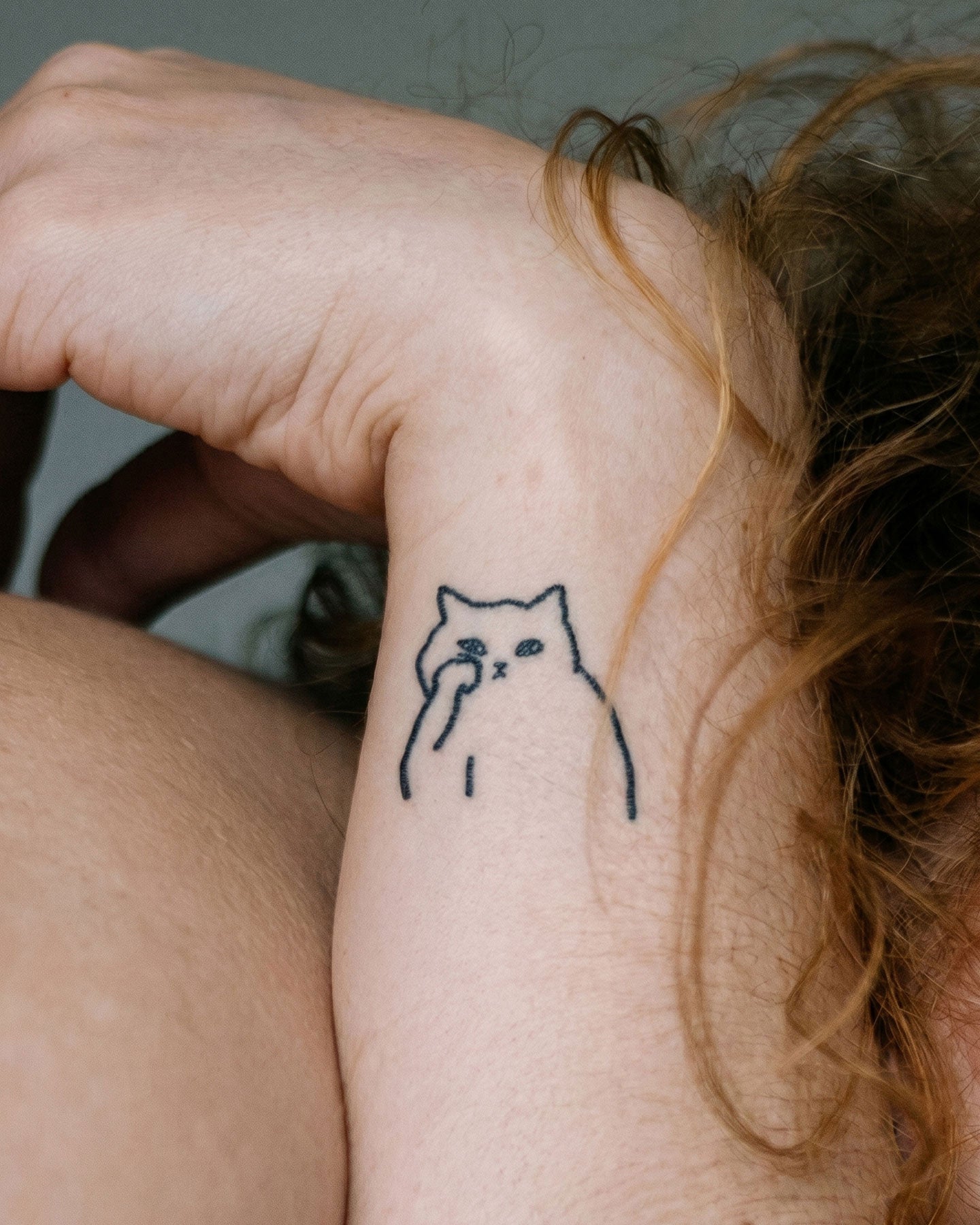 Bored Cat temporary tattoo
