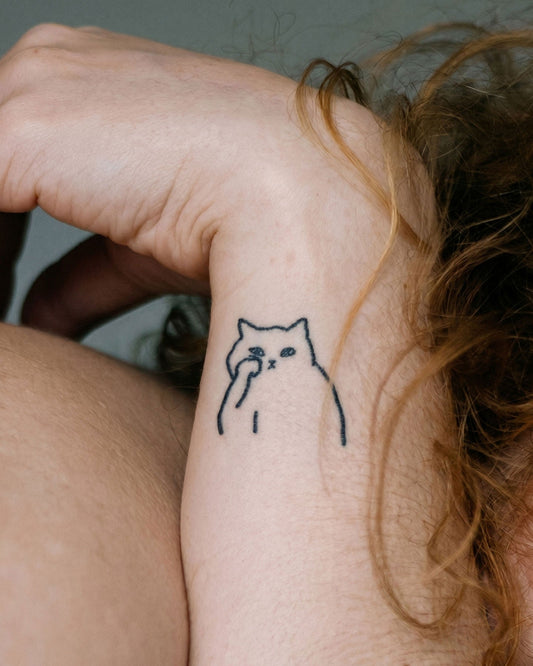Bored Cat temporary tattoo