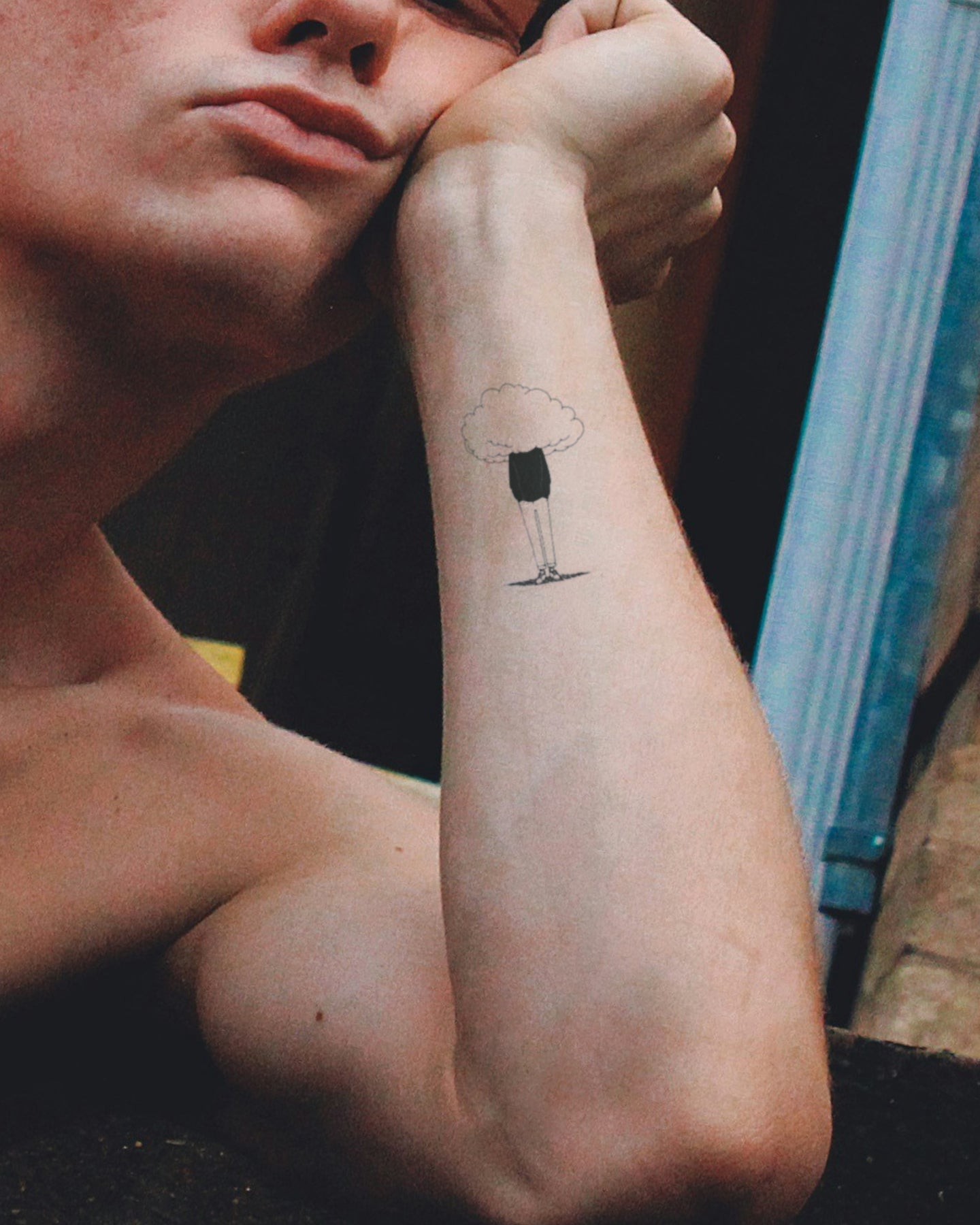 Boy Head in the Clouds temporary tattoo