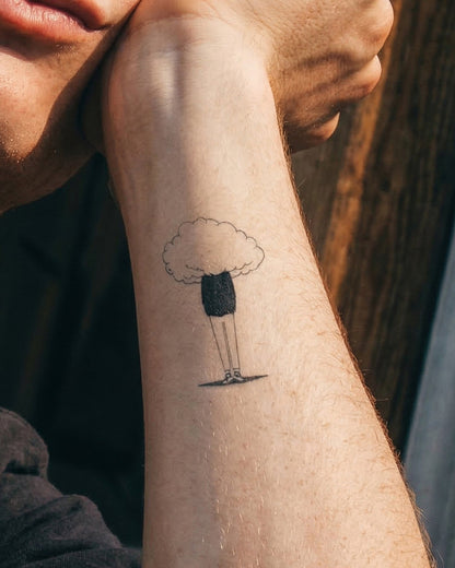 Boy Head in the Clouds temporary tattoo