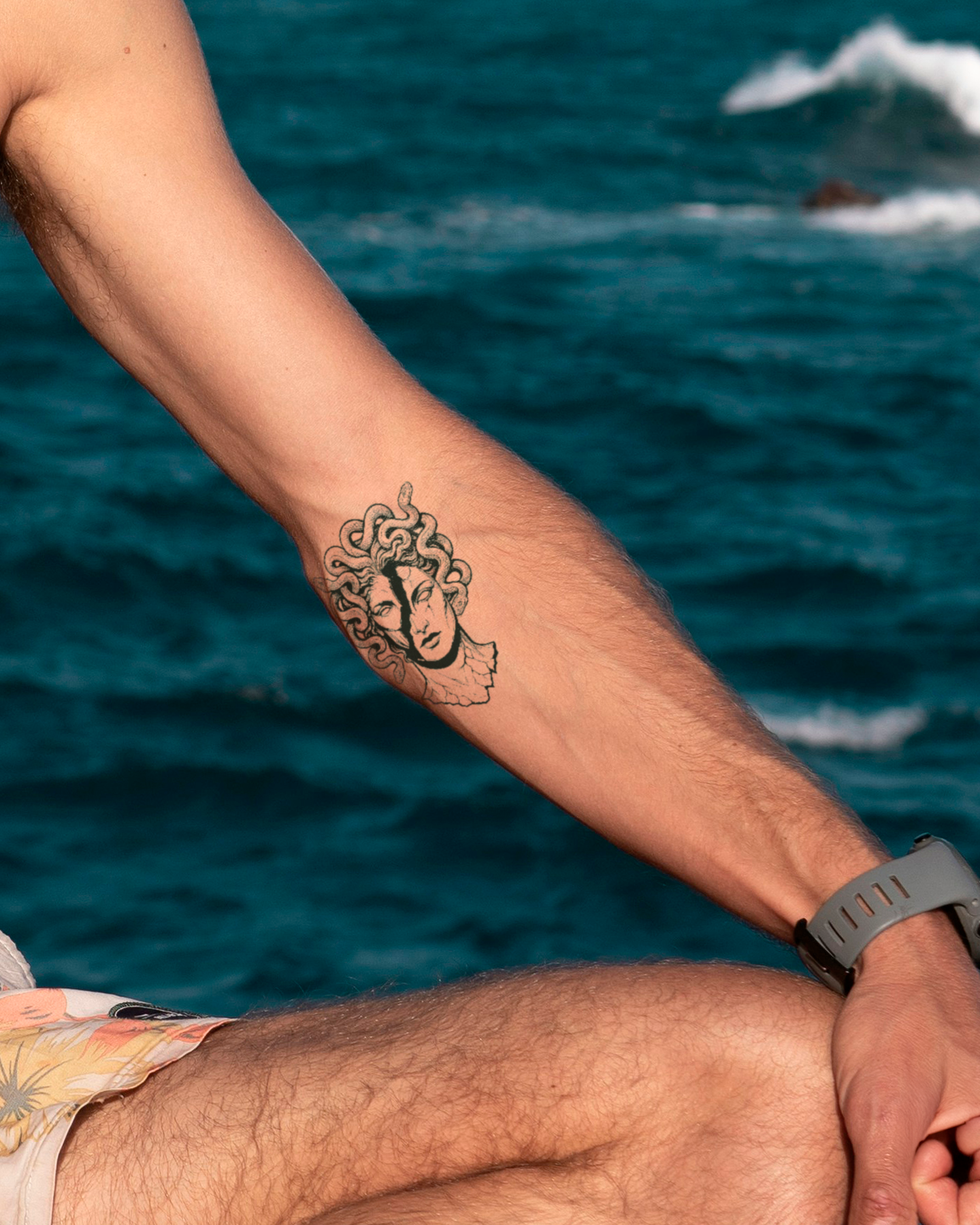Broken Medusa temporary tattoo