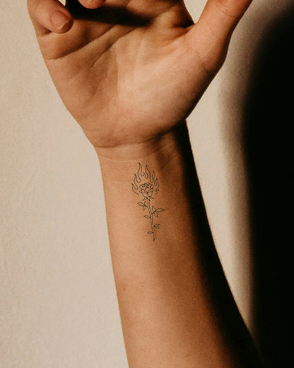 Burning Rose temporary tattoo