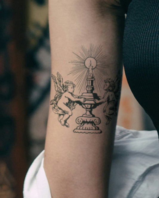 Candle Angels temporary tattoo