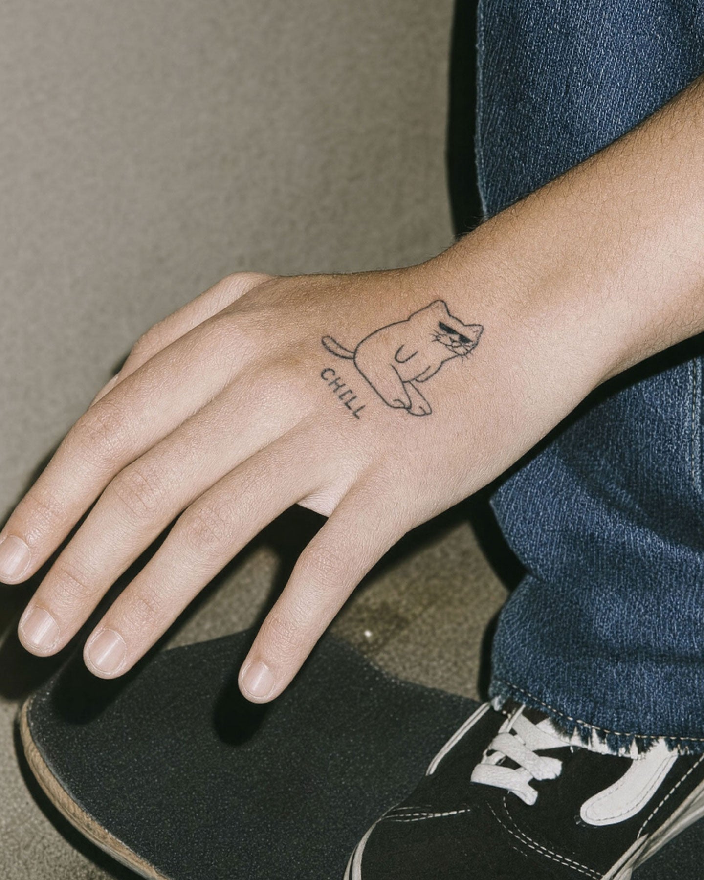 Chilled Cat temporary tattoo