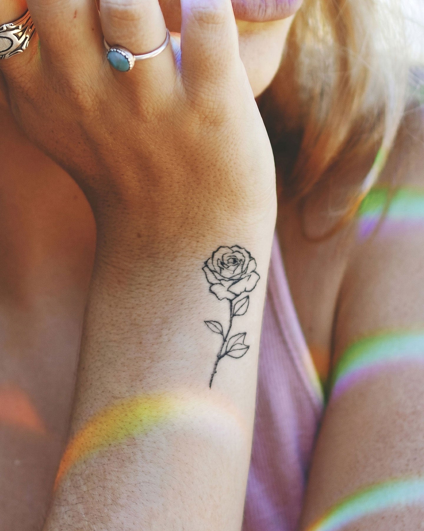 Clean Rose temporary tattoo