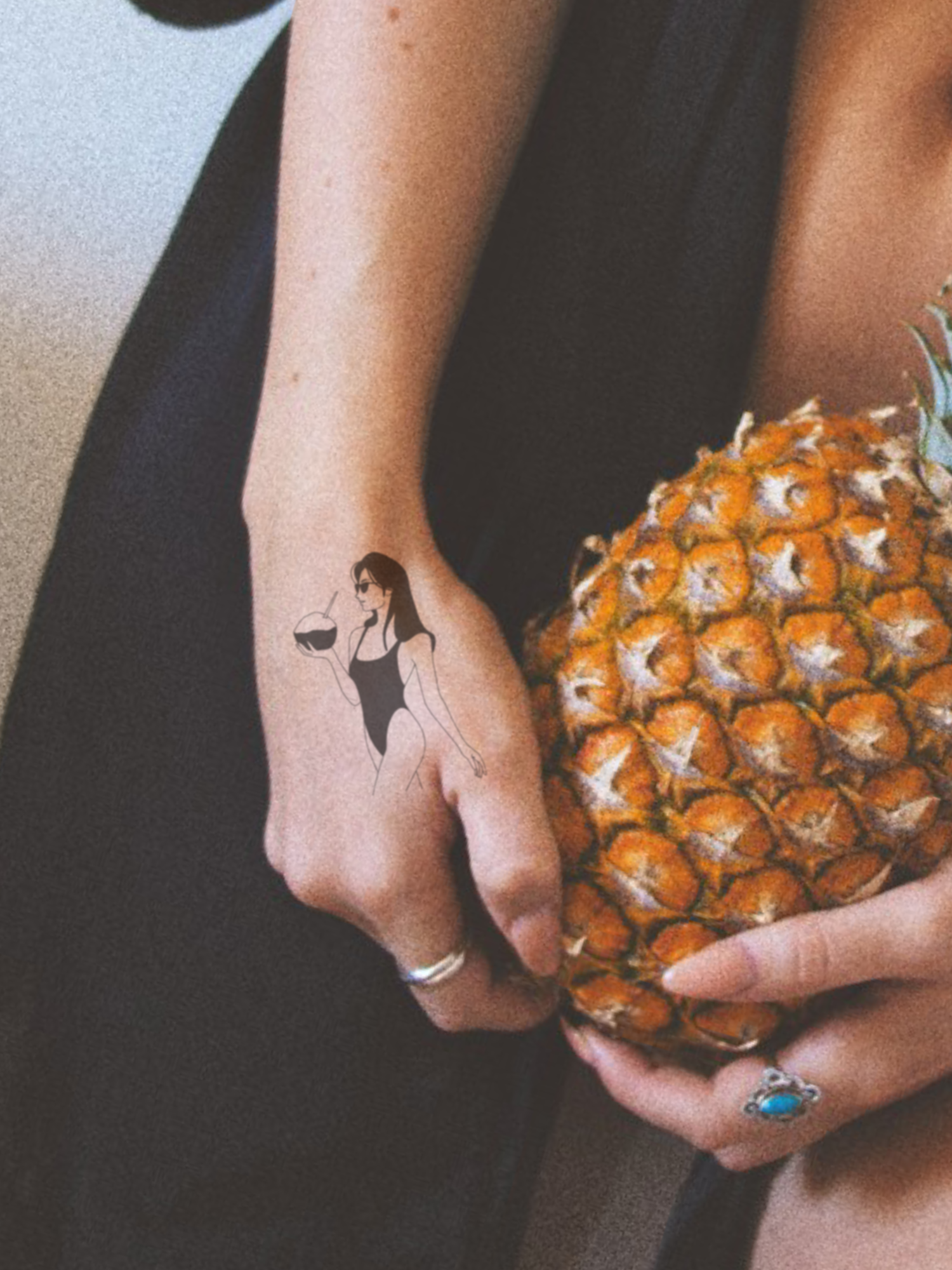 Coconut Girl temporary tattoo