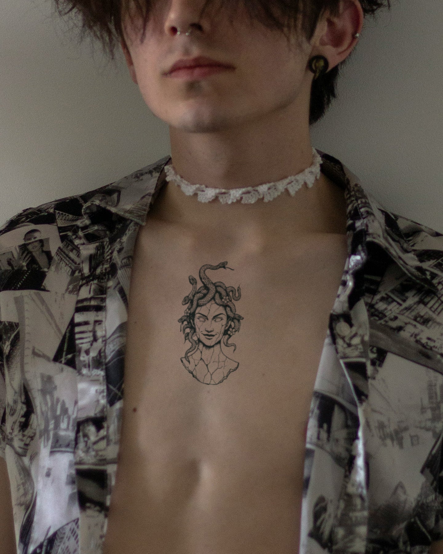 Cute Medusa temporary tattoo