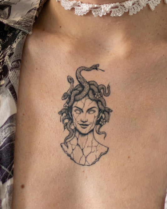 Cute Medusa temporary tattoo