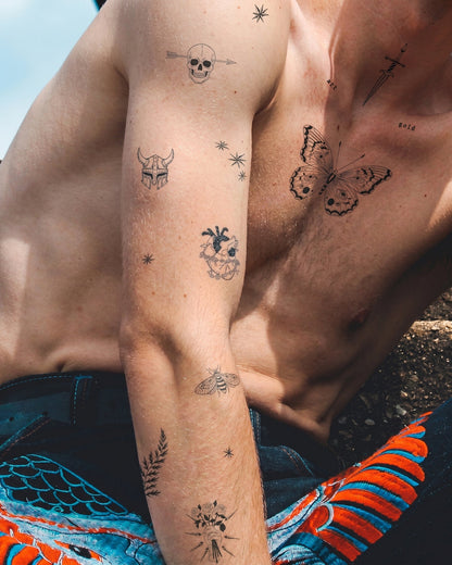 Dark Vibes Bundle Big (12 Tattoos) temporary tattoo