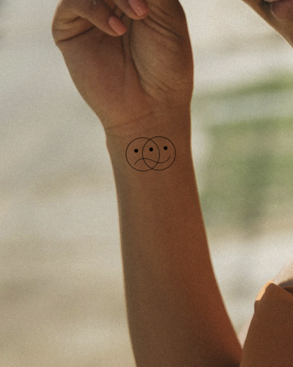 Double Smiley temporary tattoo