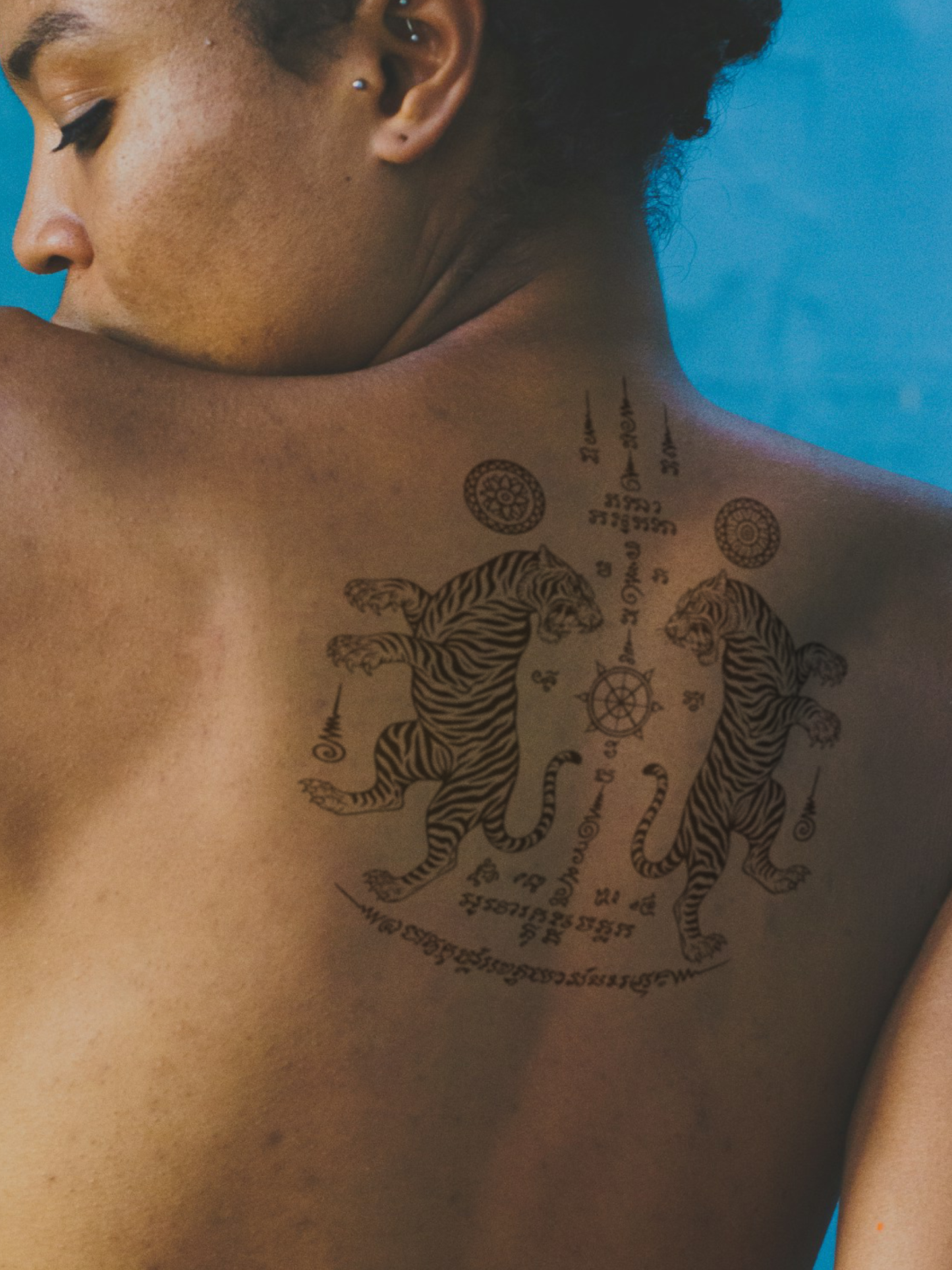 Double Tiger temporary tattoo