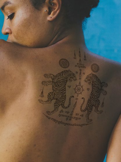 Double Tiger temporary tattoo